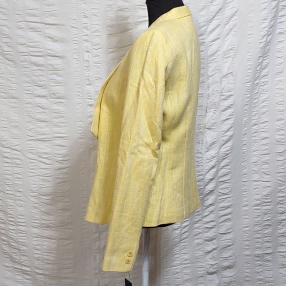 Rafaella Yellow Angled Open Front‎ Linen Blend Blazer NWT Sz 8 - Picture 6 of 14